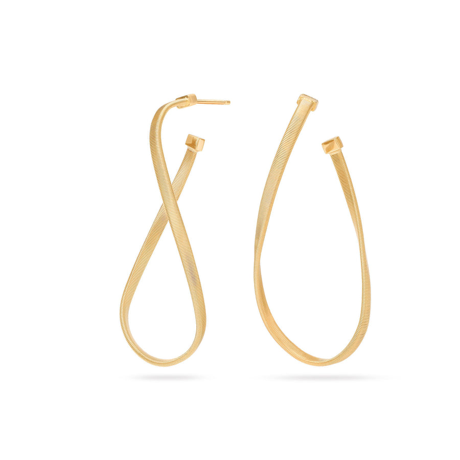 18kt yellow gold twisted irregular hoop earrings, medium