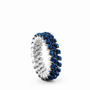Serafino Consoli multi size ring in white and black gold, blue sapphires