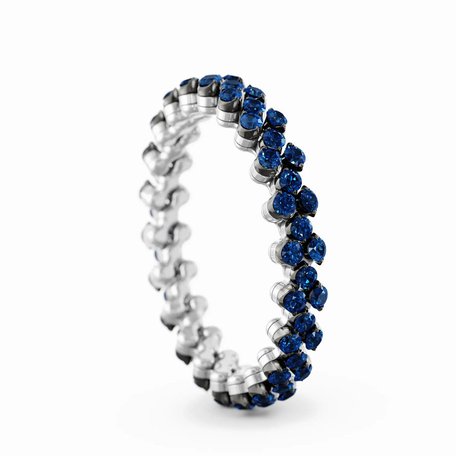 Serafino Consoli multi size ring in white and black gold, blue sapphires