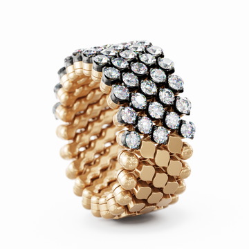 Serafino Consoli multi size ring in rose gold and diamonds