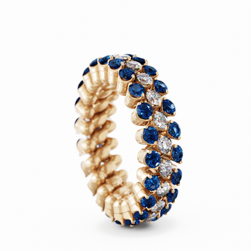 Serafino Consoli multisize ring in rose gold and sapphires