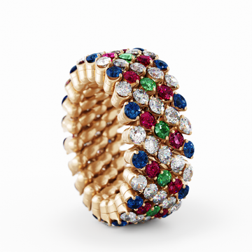 Serafino Consoli Multisize multicolored ring in rose gold