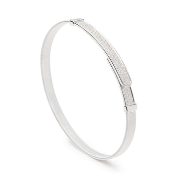 Masai 18K White Gold Coil and Diamond Pavé Thin Bangle Bracelet