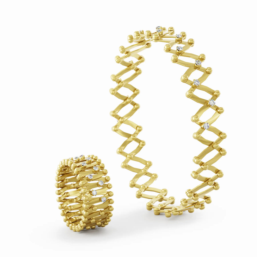 Ring-Bracelet in yellow gold and diamonds