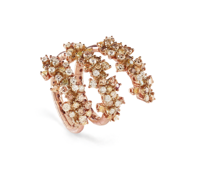 Mimosa Flexi ring with white and brown diamonds