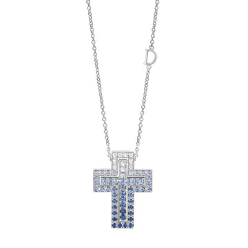 Necklace with diamonds and sapphires