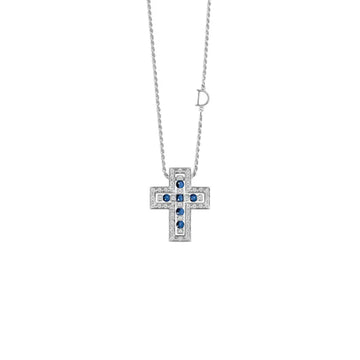 Belle Époque cross necklace with sapphires and diamonds