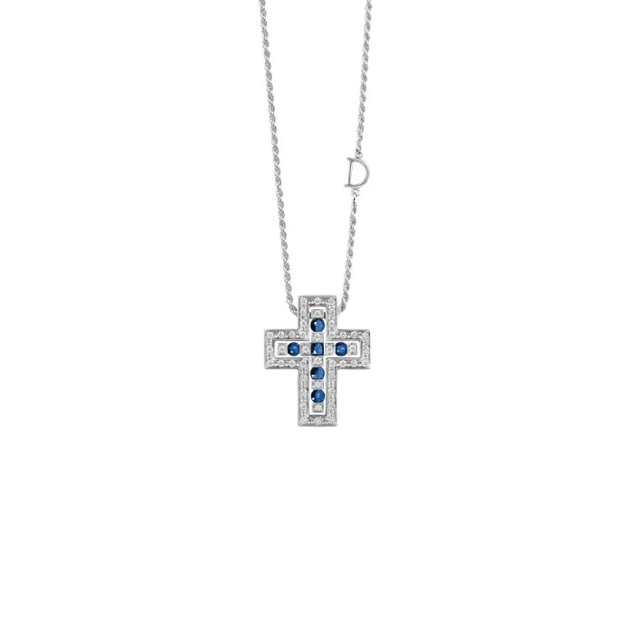 Belle Époque cross necklace with sapphires and diamonds