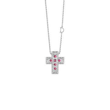 Belle Époque cross necklace with rubies and diamonds