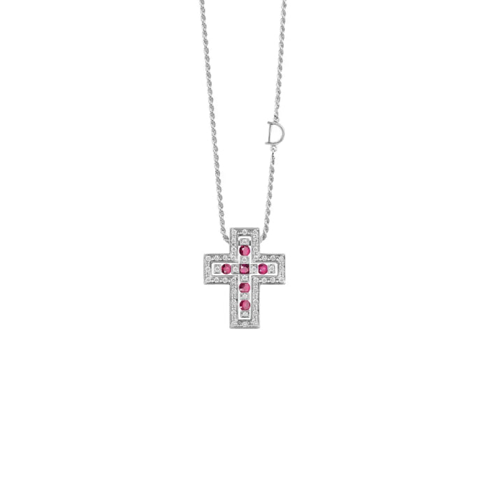 Belle Époque cross necklace with rubies and diamonds