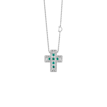 Belle Époque cross necklace with emeralds and diamonds