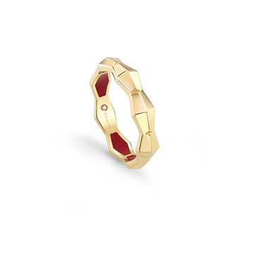 Eva ring with red ceramic and diamond