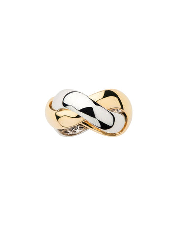 Tresse ring in white and yellow gold large version
