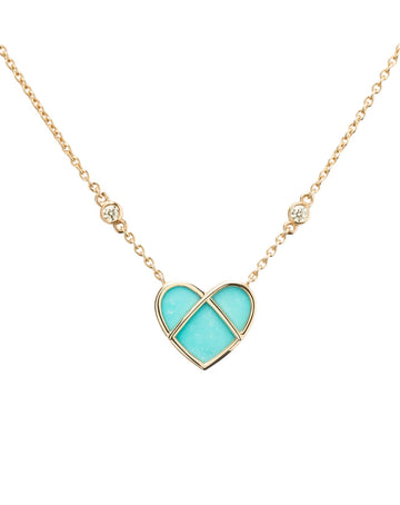 Necklace with turquoise and diamonds, small model