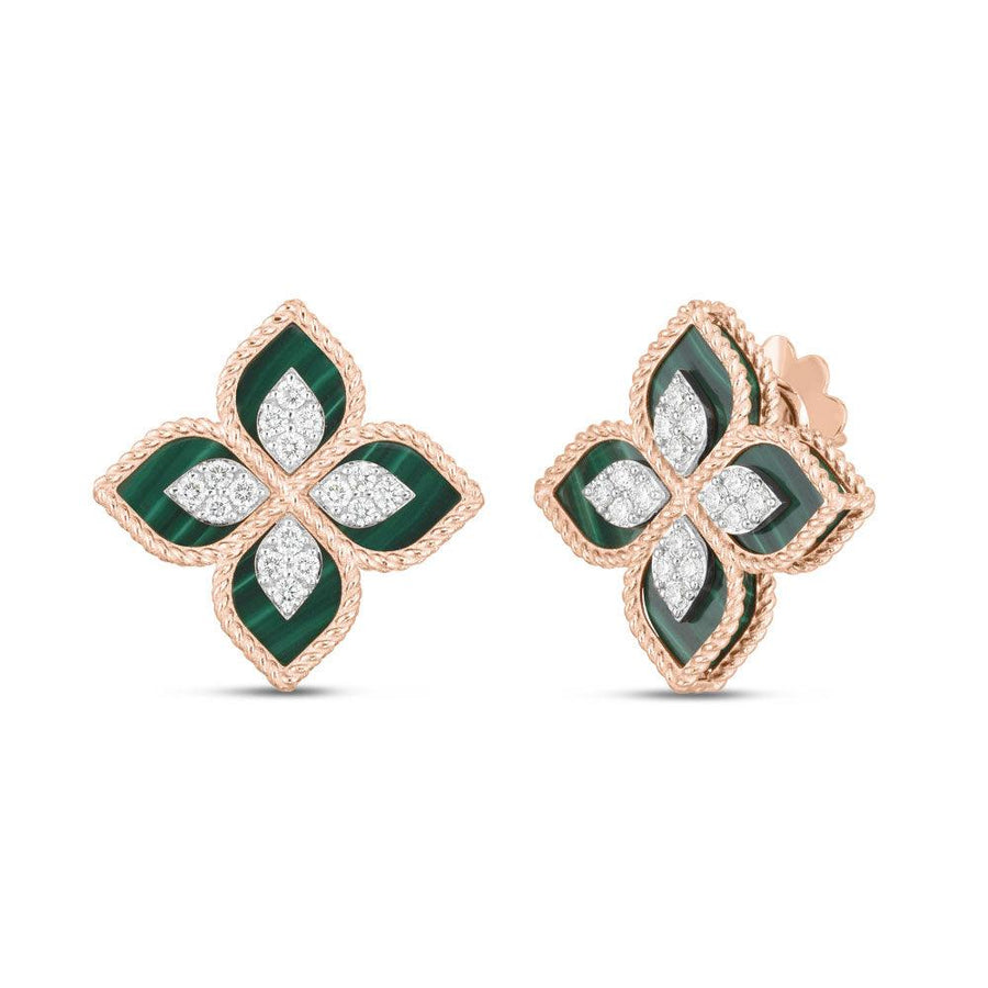 Earrings with diamonds and malachite - Howards Jewelers