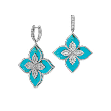 Earrings with diamonds and turqoise - Howards Jewelers