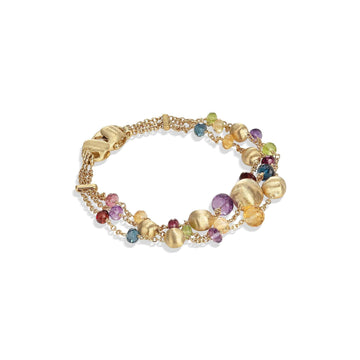 18kt yellow gold mixed gemstone three-strand bracelet - Howards Jewelers