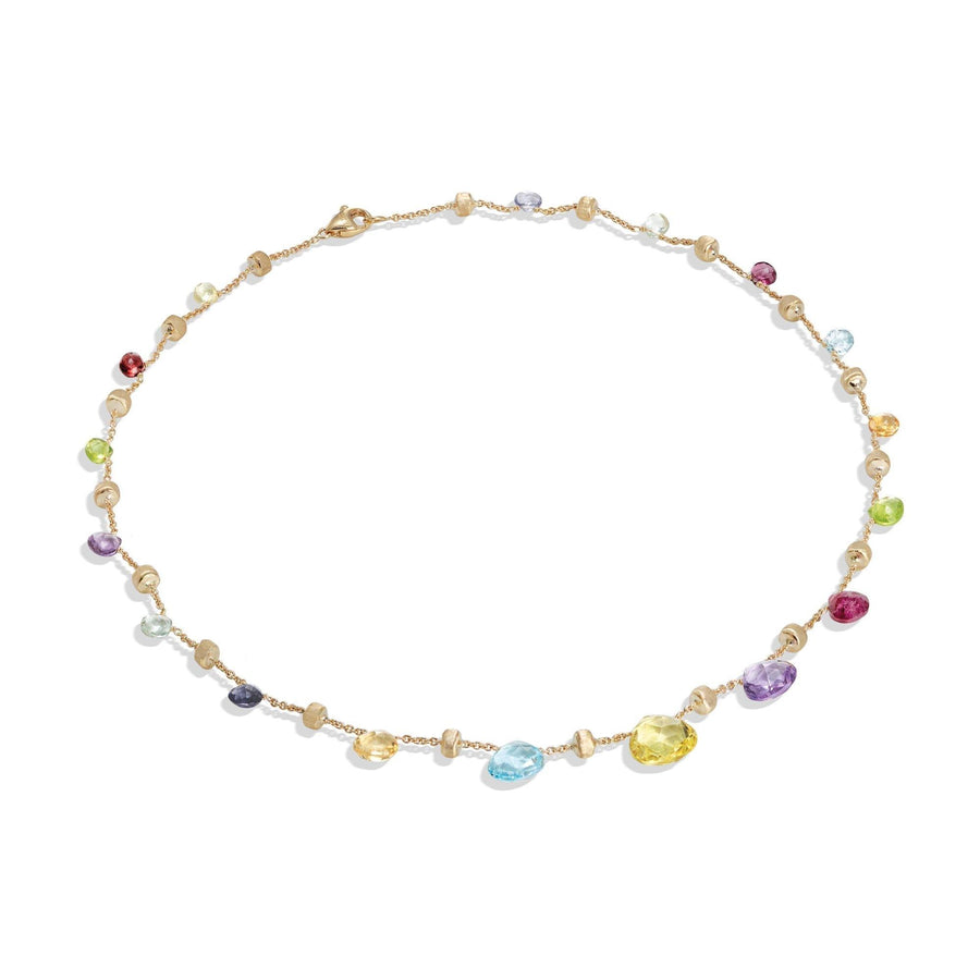 Gold chain necklace with multicoloured gemstones - Howards Jewelers