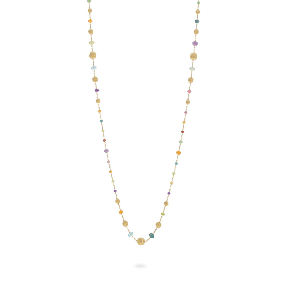 Mixed gemstone 18kt yellow gold long necklace - Howards Jewelers