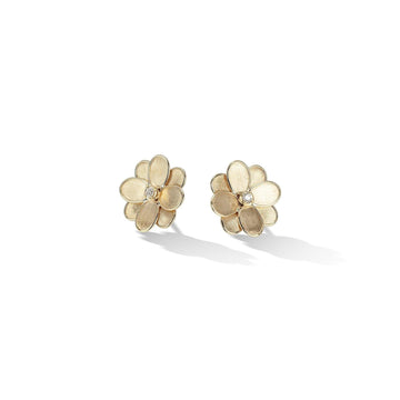 Flower gold stud earrings with diamonds - Howards Jewelers