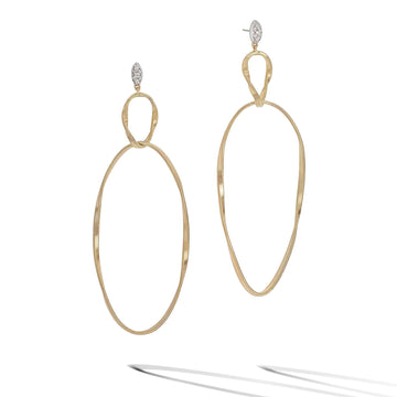 Gold diamond earrings with three elements - Howards Jewelers