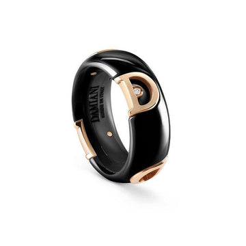 Black ceramic ring with gold and diamond - Howards Jewelers