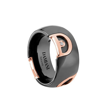 Black ceramic ring with 18k rose gold and diamond - Howards Jewelers