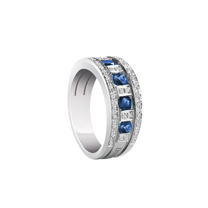 Ring with diamonds and sapphires. Large version - Howards Jewelers